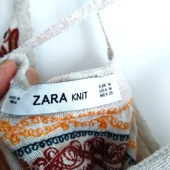 Zara knit embroidered strappy tank top camisole NWOT - Picture 4 of 8
